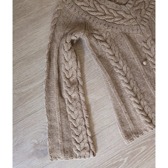 Old Navy Vintage Wool Cotton Fisherman Cable Knit V-Neck Y2K Sweater Pullover M - Picture 4 of 10